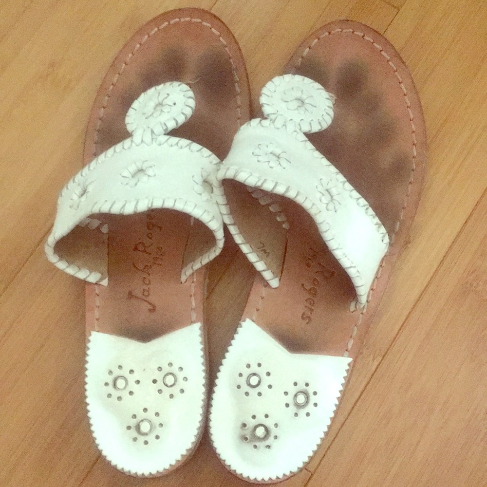 White jack Rogers palm beach sandals